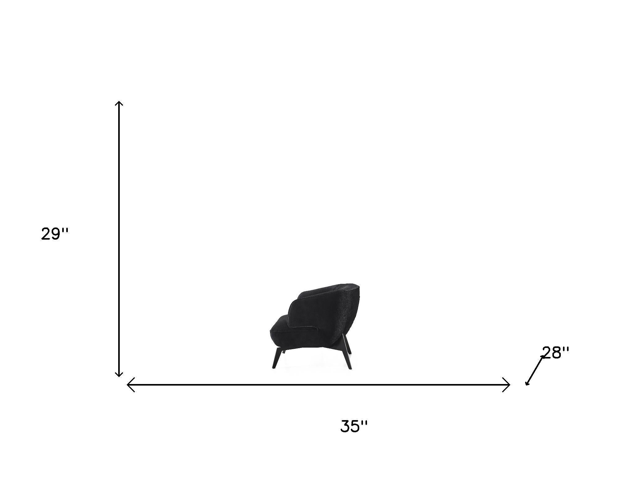 28" Black Velvet and Metal Lounge Chair