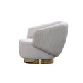 27" White and Gold Cotton Blend Swivel Lounge Chair