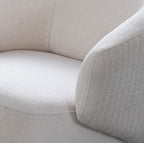 27" White and Gold Cotton Blend Swivel Lounge Chair