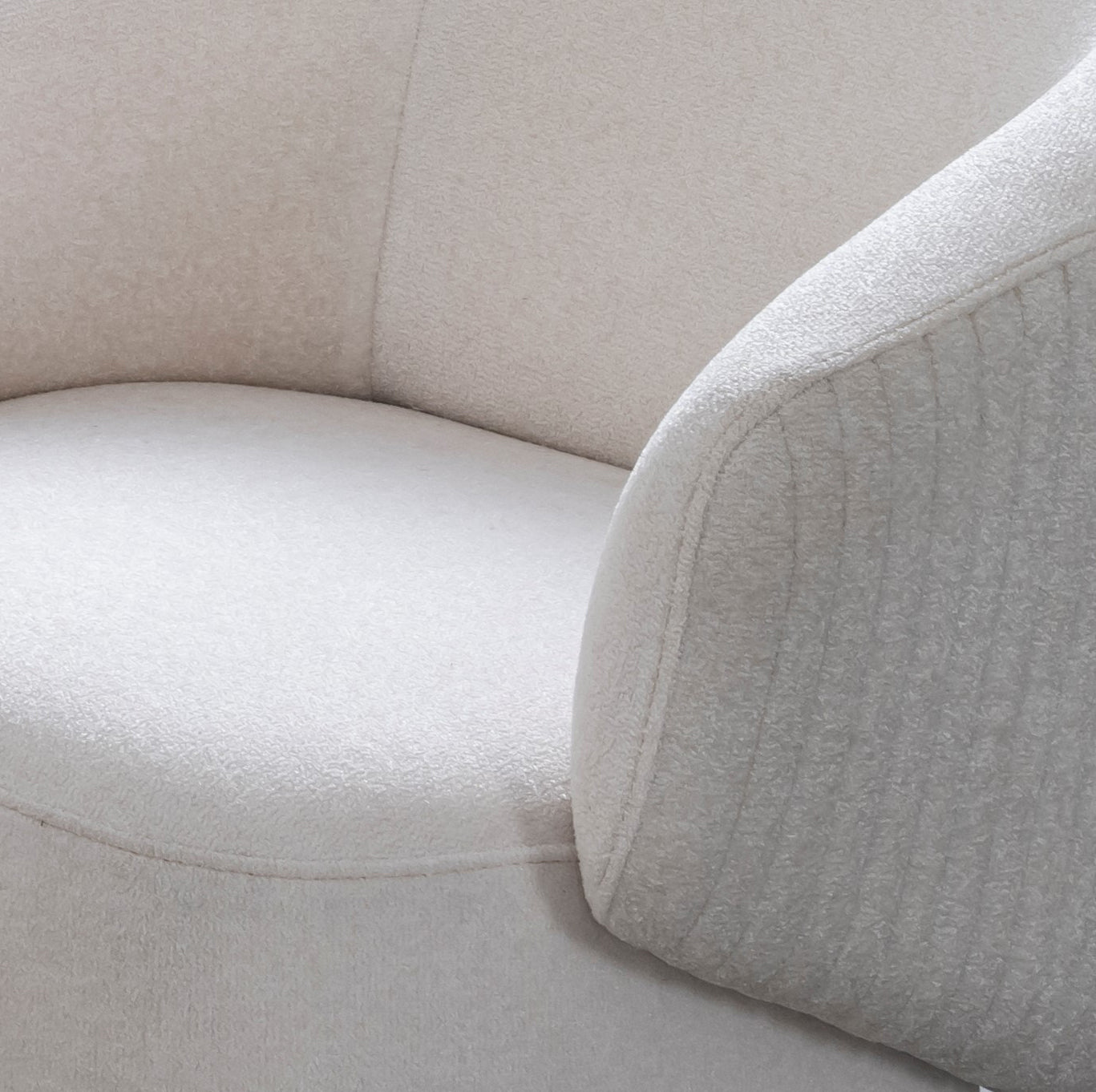 27" White and Gold Cotton Blend Swivel Lounge Chair