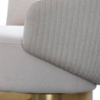 27" White and Gold Cotton Blend Swivel Lounge Chair