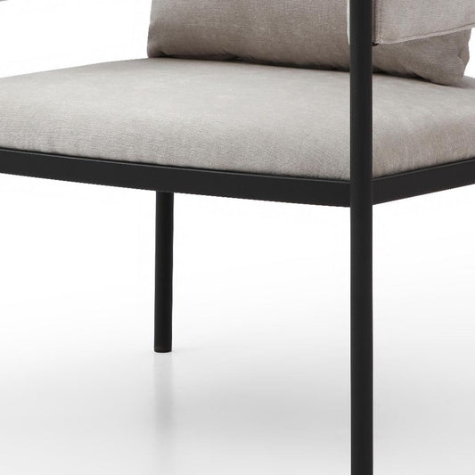 Set of Two 28" Gray and Black Cotton Blend and Metal Lounge Chair And Toss Pillow