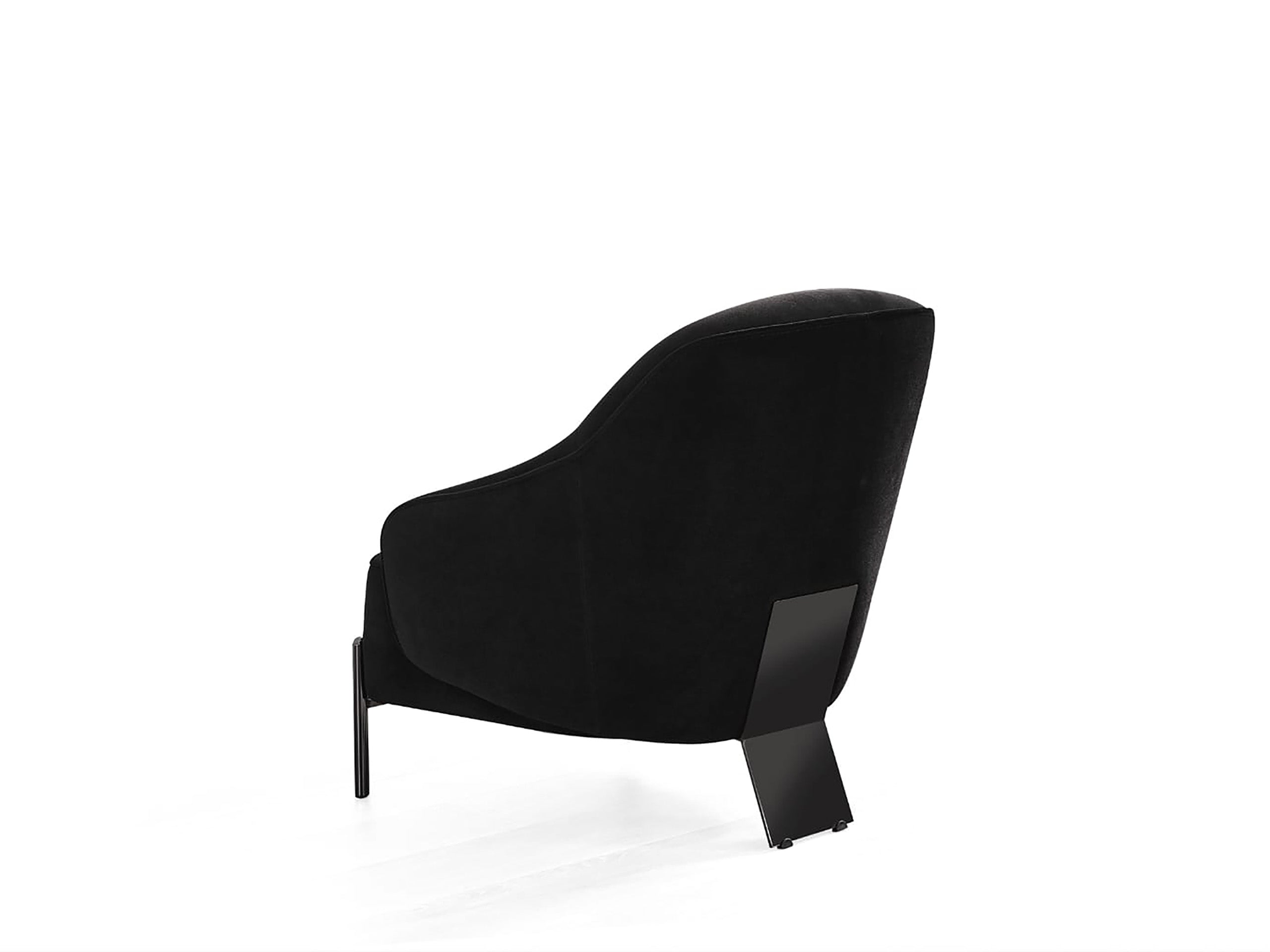 28" Black Velvet and Metal Lounge Chair
