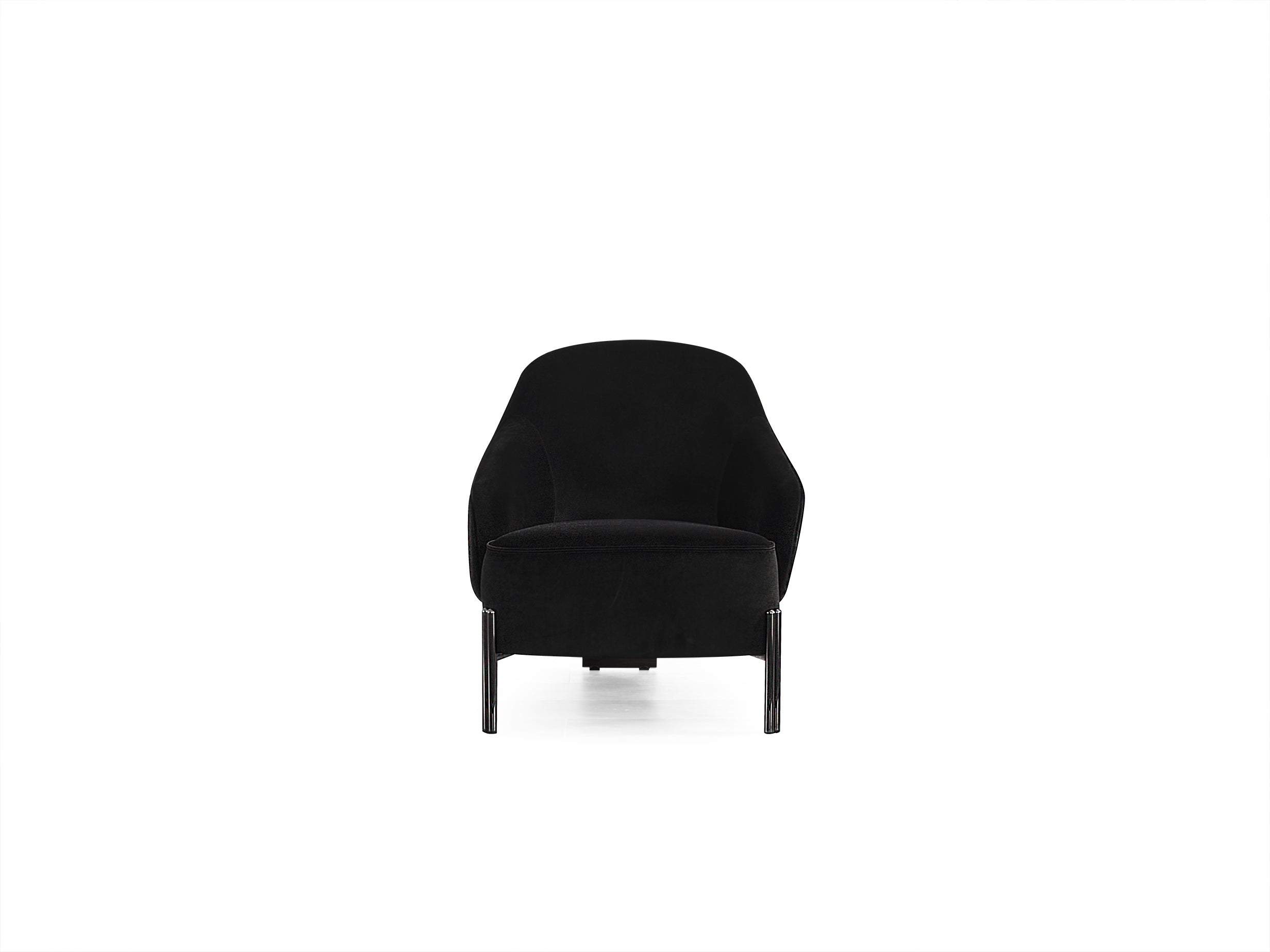 28" Black Velvet and Metal Lounge Chair