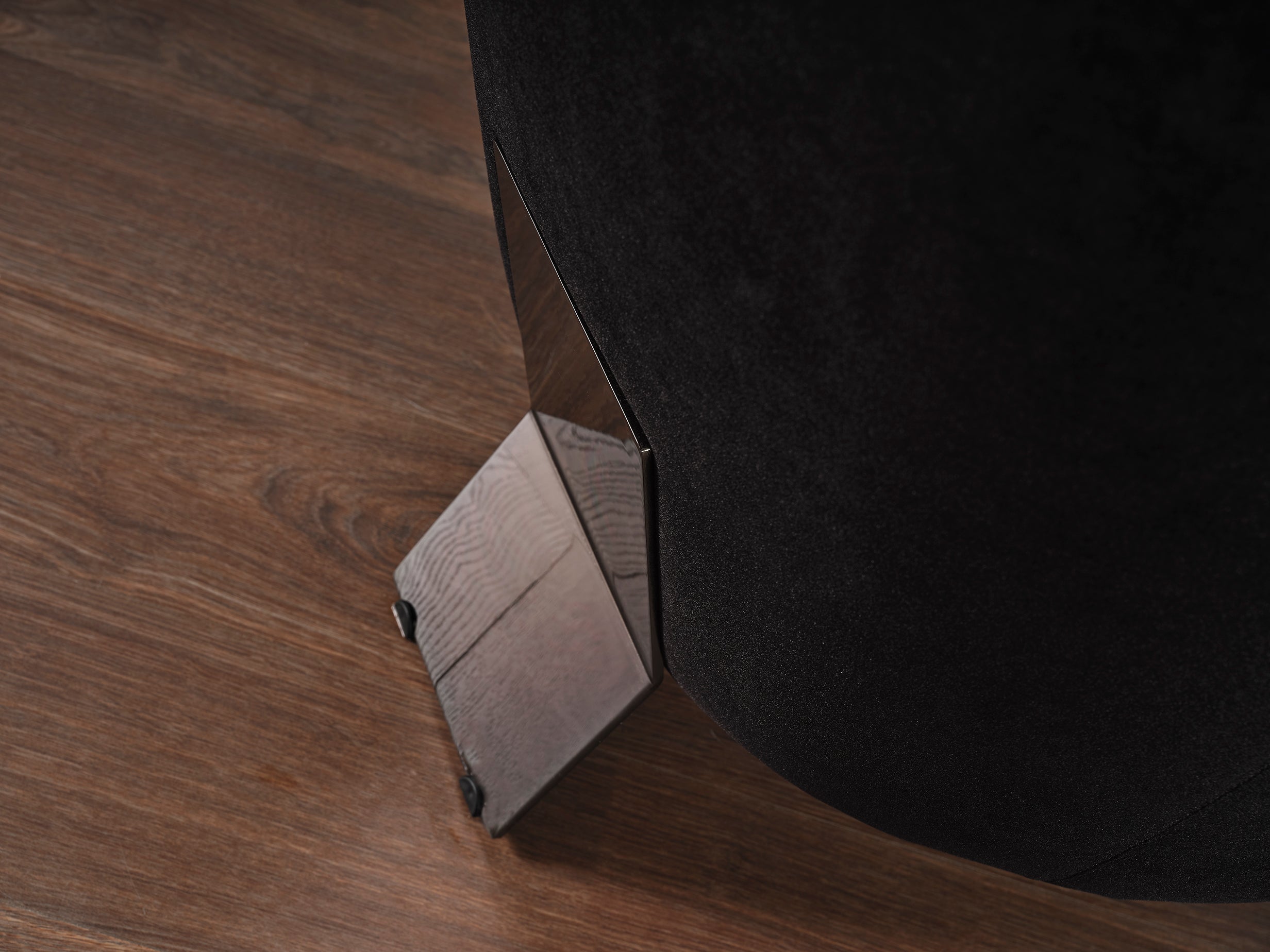 28" Black Velvet and Metal Lounge Chair