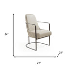 24" Gray Faux Leather and Metal Lounge Chair