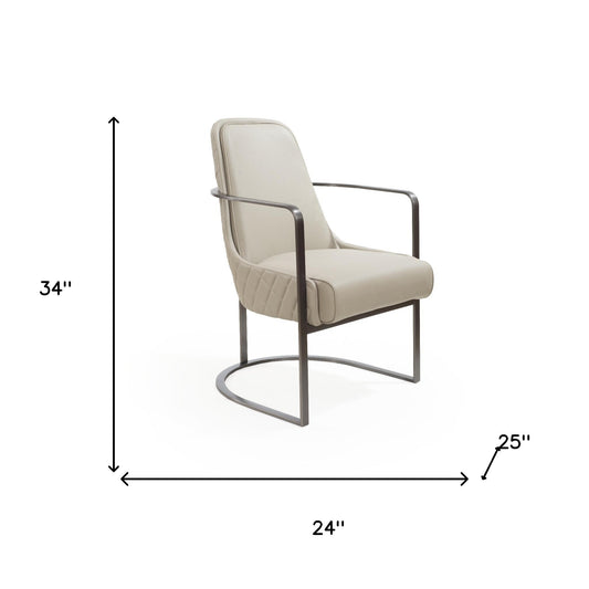 24" Gray Faux Leather and Metal Lounge Chair