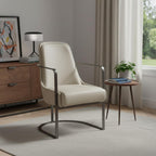 24" Gray Faux Leather and Metal Lounge Chair