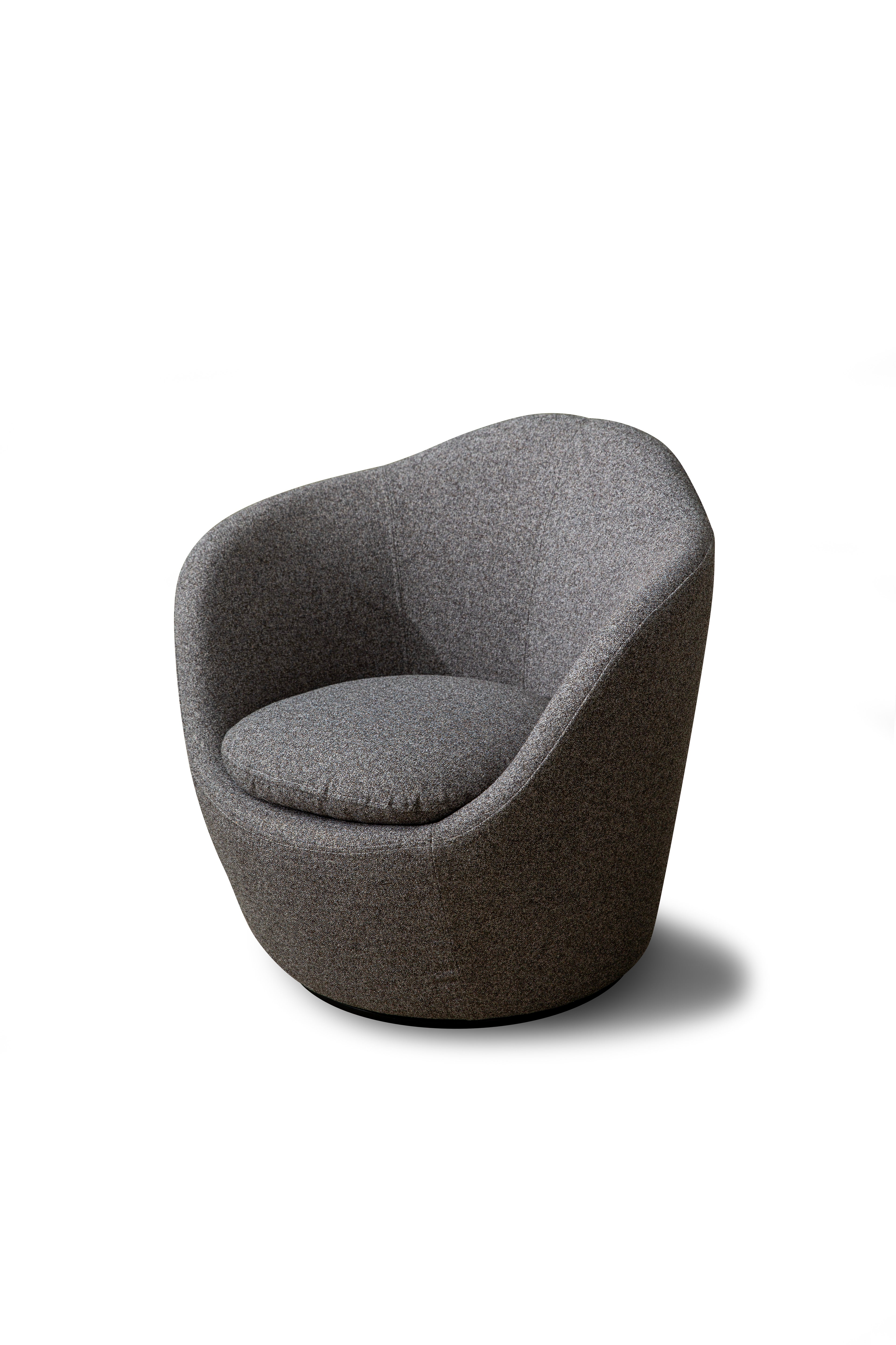 32" Gray Cotton Blend and Metal Lounge Chair