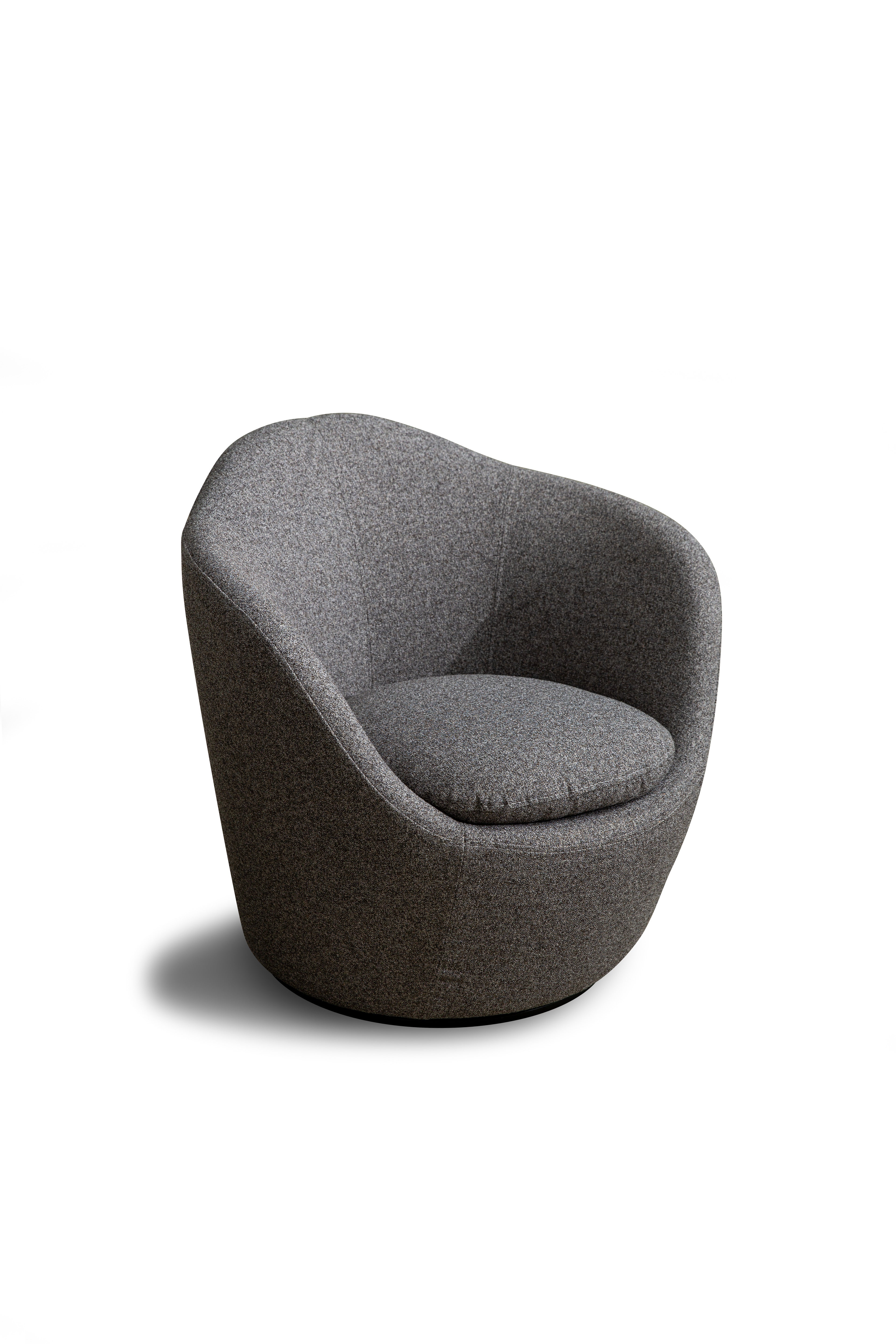 32" Gray Cotton Blend and Metal Lounge Chair