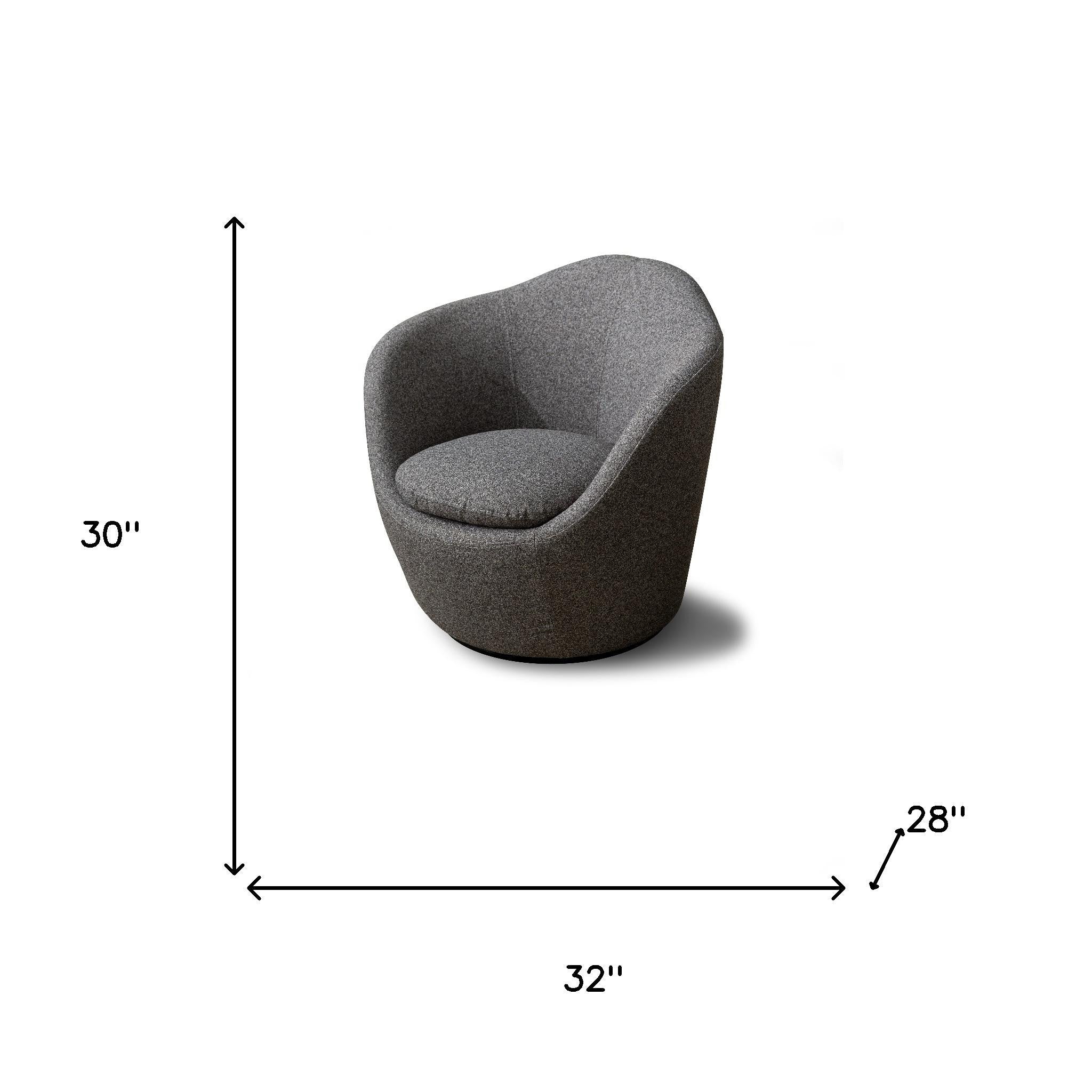 32" Gray Cotton Blend and Metal Lounge Chair