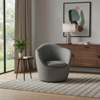 32" Gray Cotton Blend and Metal Lounge Chair