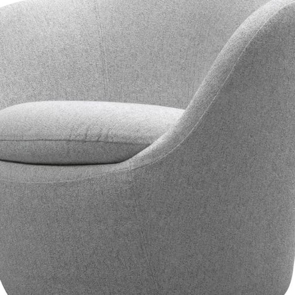 32" Gray Cotton Blend and Metal Lounge Chair