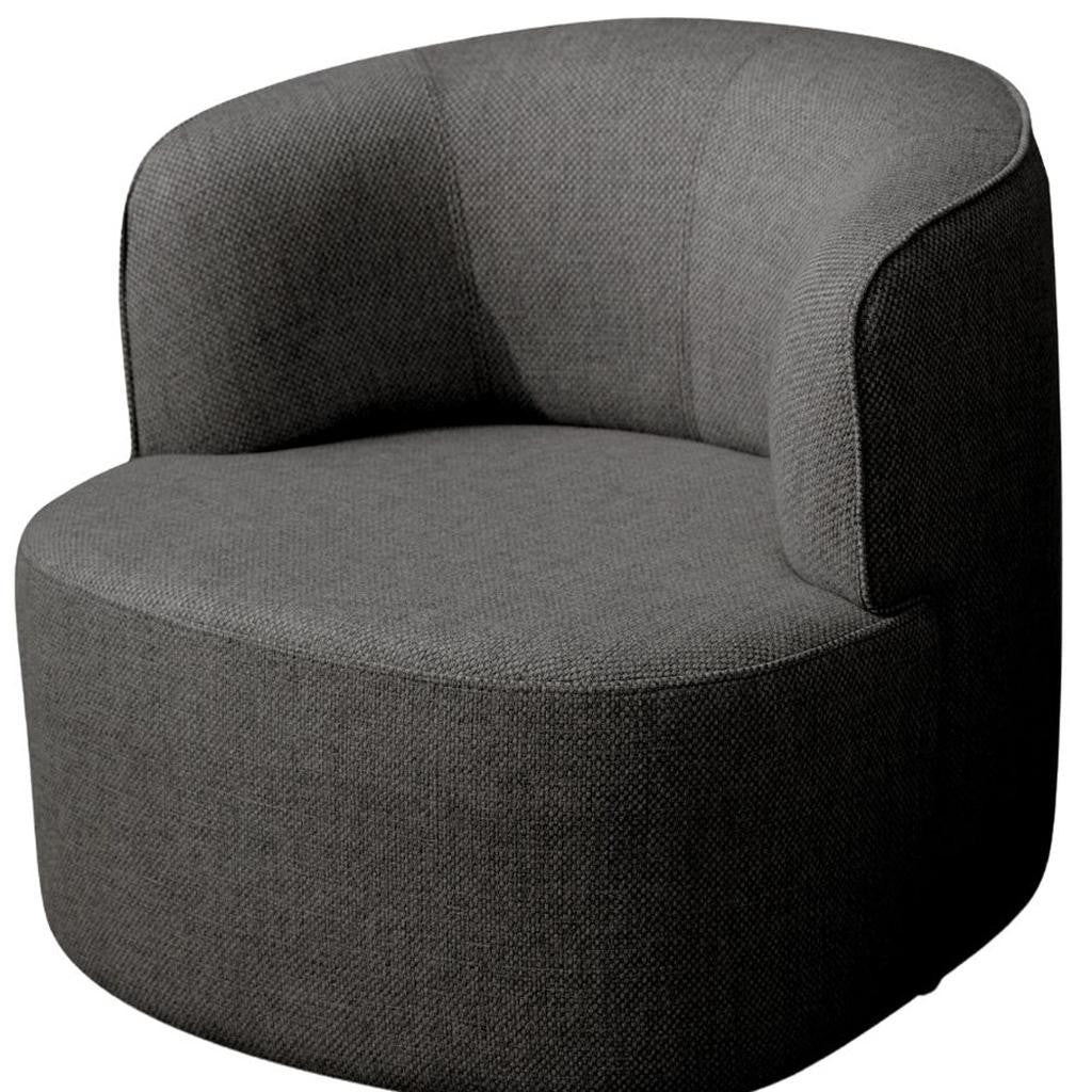 29" Gray Cotton Blend and Metal Lounge Chair