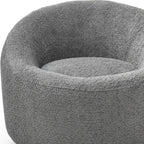 33" Gray Boucle and Metal Swivel Lounge Chair