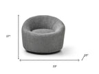 33" Gray Boucle and Metal Swivel Lounge Chair