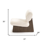 30" White and Ash Gray Faux Fur and Manufactured Wood Lounge Chair