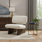 30" White and Ash Gray Faux Fur and Manufactured Wood Lounge Chair