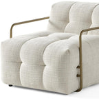 32" Beige and Gold Chenille and Metal Lounge Chair