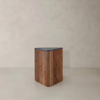 24" Charcoal and Natural Stone and Wood Block End Table