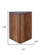 24" Charcoal and Natural Stone and Wood Block End Table