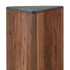 24" Charcoal and Natural Stone and Wood Block End Table