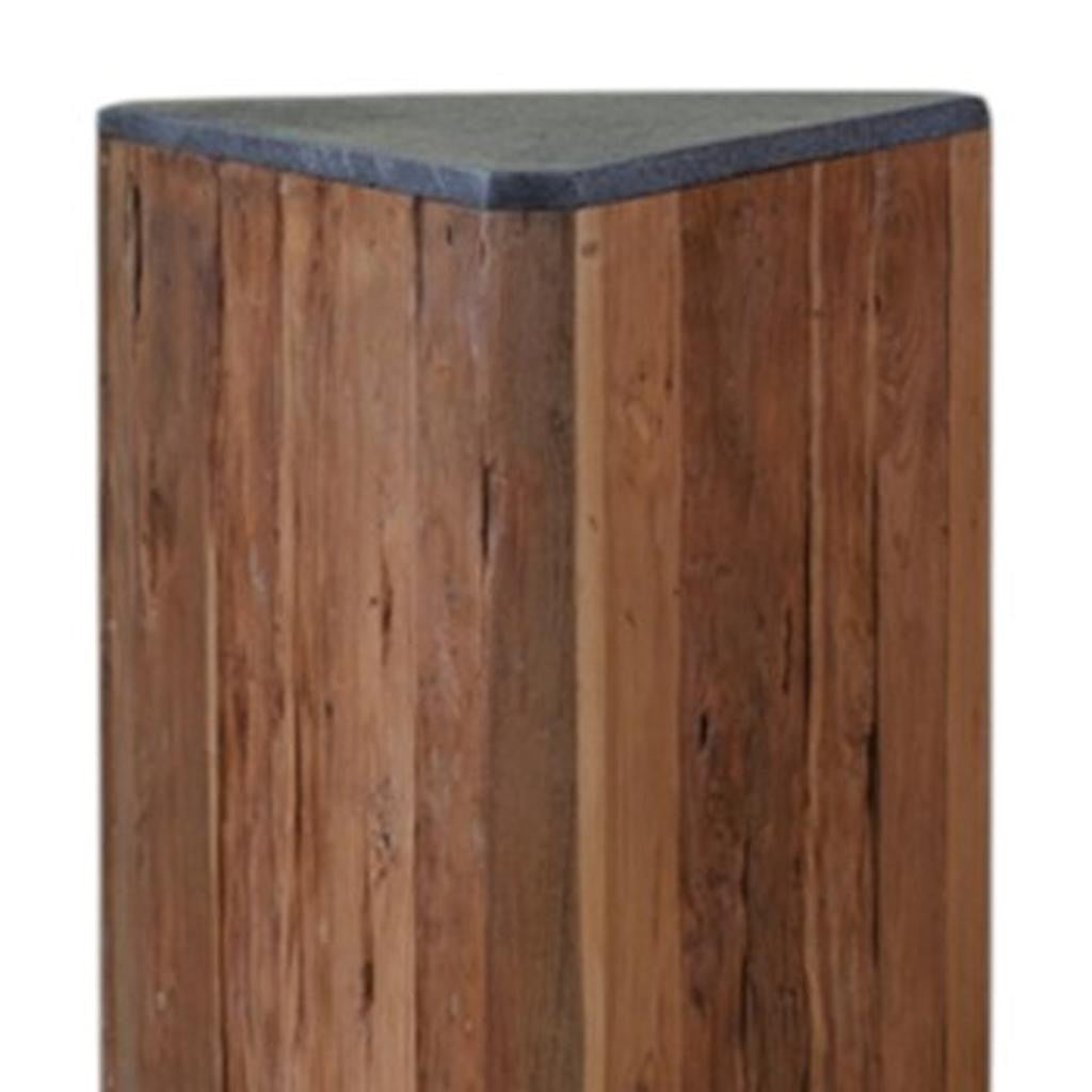 24" Charcoal and Natural Stone and Wood Block End Table