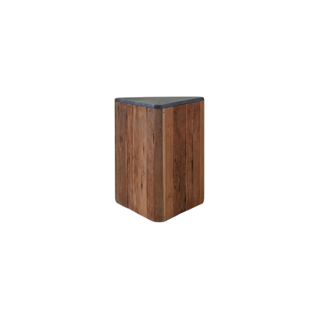 24" Charcoal and Natural Stone and Wood Block End Table