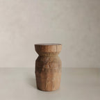 19" Natural Reclaimed Wood and Wood Round Block End Table