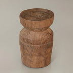 19" Natural Reclaimed Wood and Wood Round Block End Table