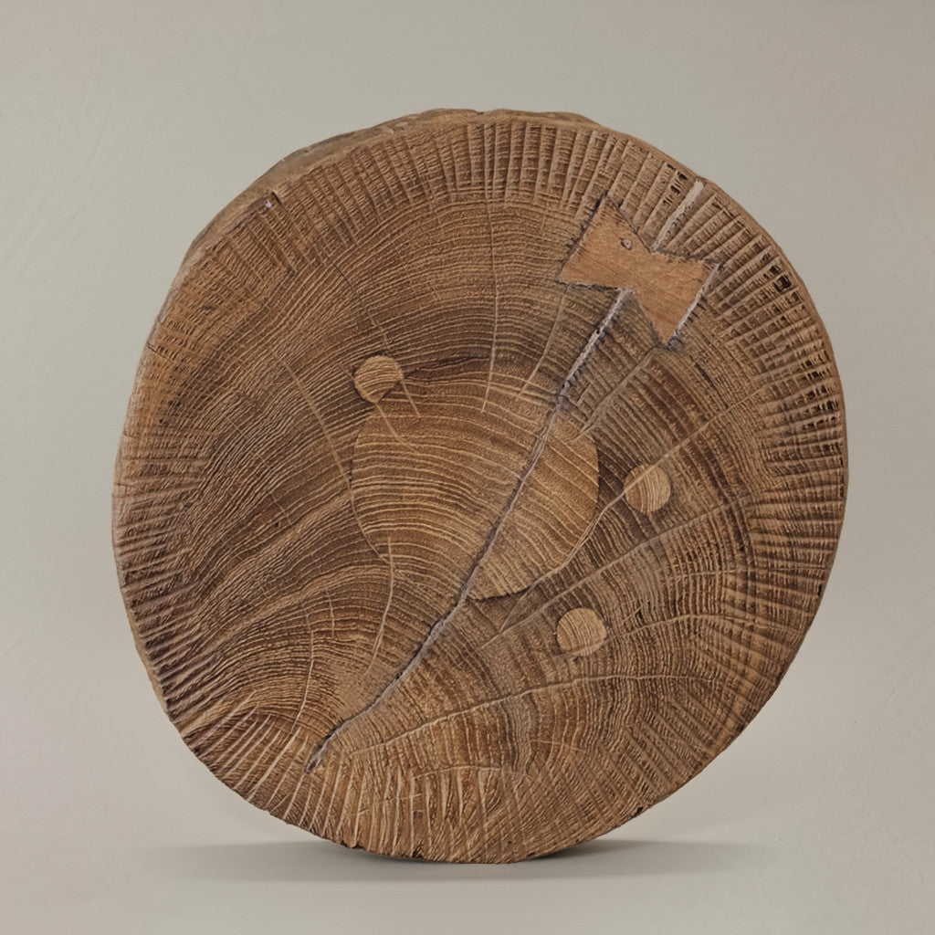 19" Natural Reclaimed Wood and Wood Round Block End Table