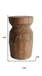 19" Natural Reclaimed Wood and Wood Round Block End Table