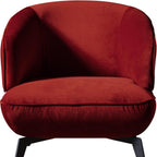 28" Red and Black Velvet and Metal Lounge Chair