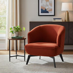 28" Red and Black Velvet and Metal Lounge Chair