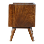 35" Brown Linen and Solid Wood Upholstered Storage Bench With Cabinet