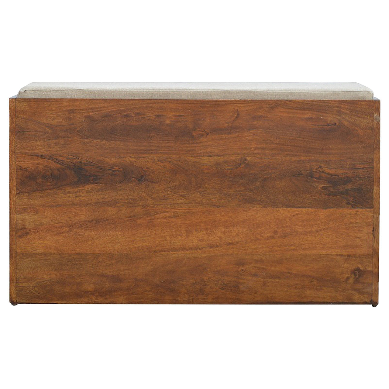 35" Brown Linen Upholstered Storage Bench With Shoe Storage