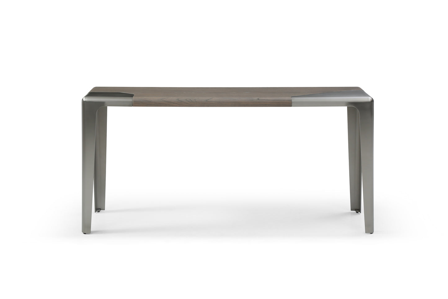 63" Gray and Silver Solid Wood and Metal Double Pedestal Console Table