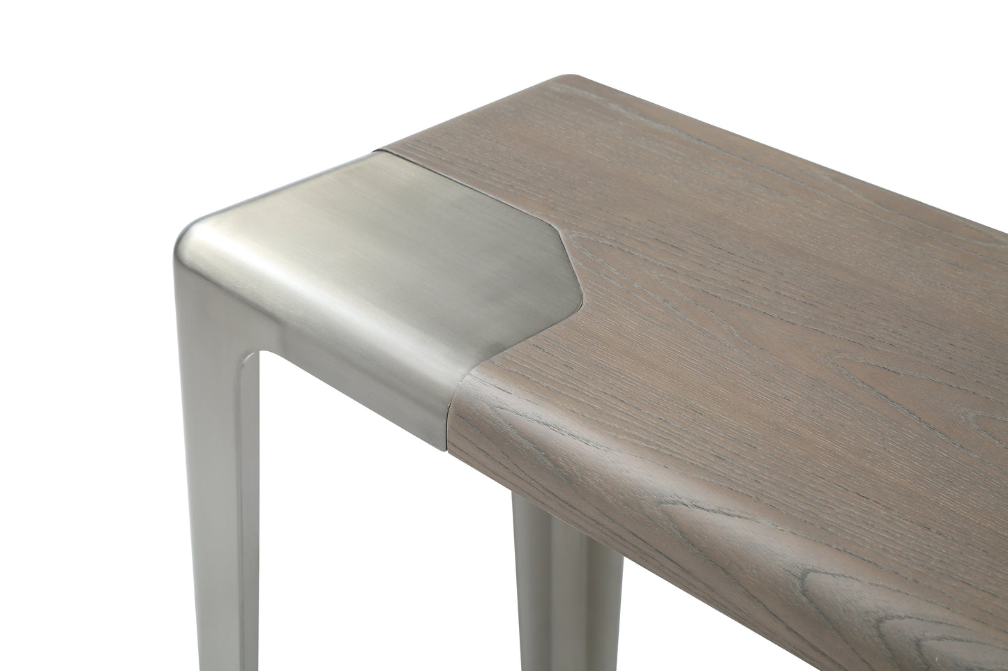 63" Gray and Silver Solid Wood and Metal Double Pedestal Console Table