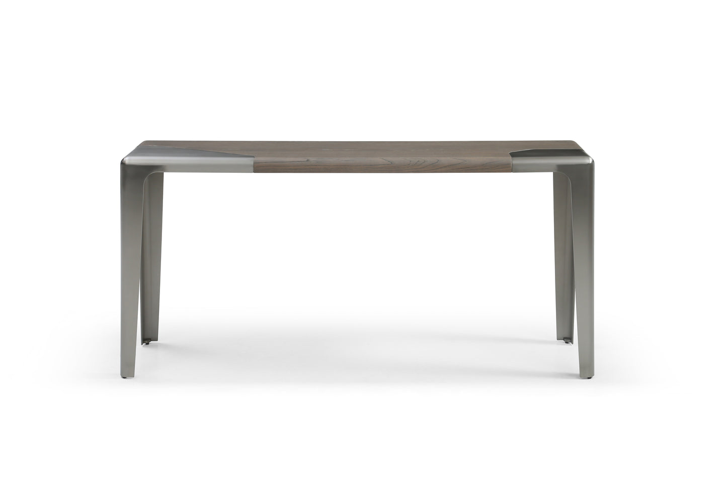 63" Gray and Silver Solid Wood and Metal Double Pedestal Console Table