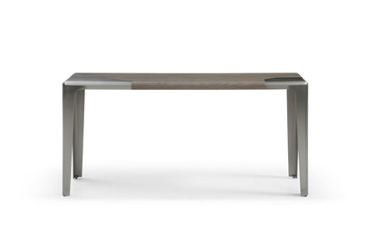 63" Gray and Silver Solid Wood and Metal Double Pedestal Console Table