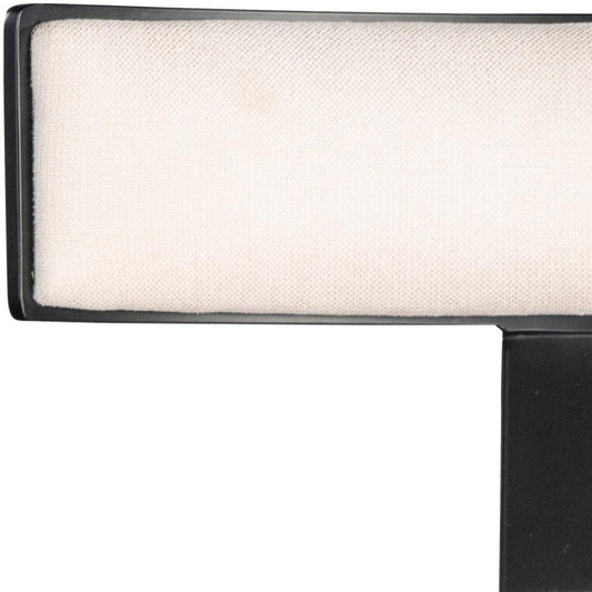 26" White and Black Linen and Steel Counter Height Swivel Bar Chair