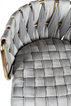 27" Gray and Gold Velvet and Steel Low Back Counter Height Bar Chair