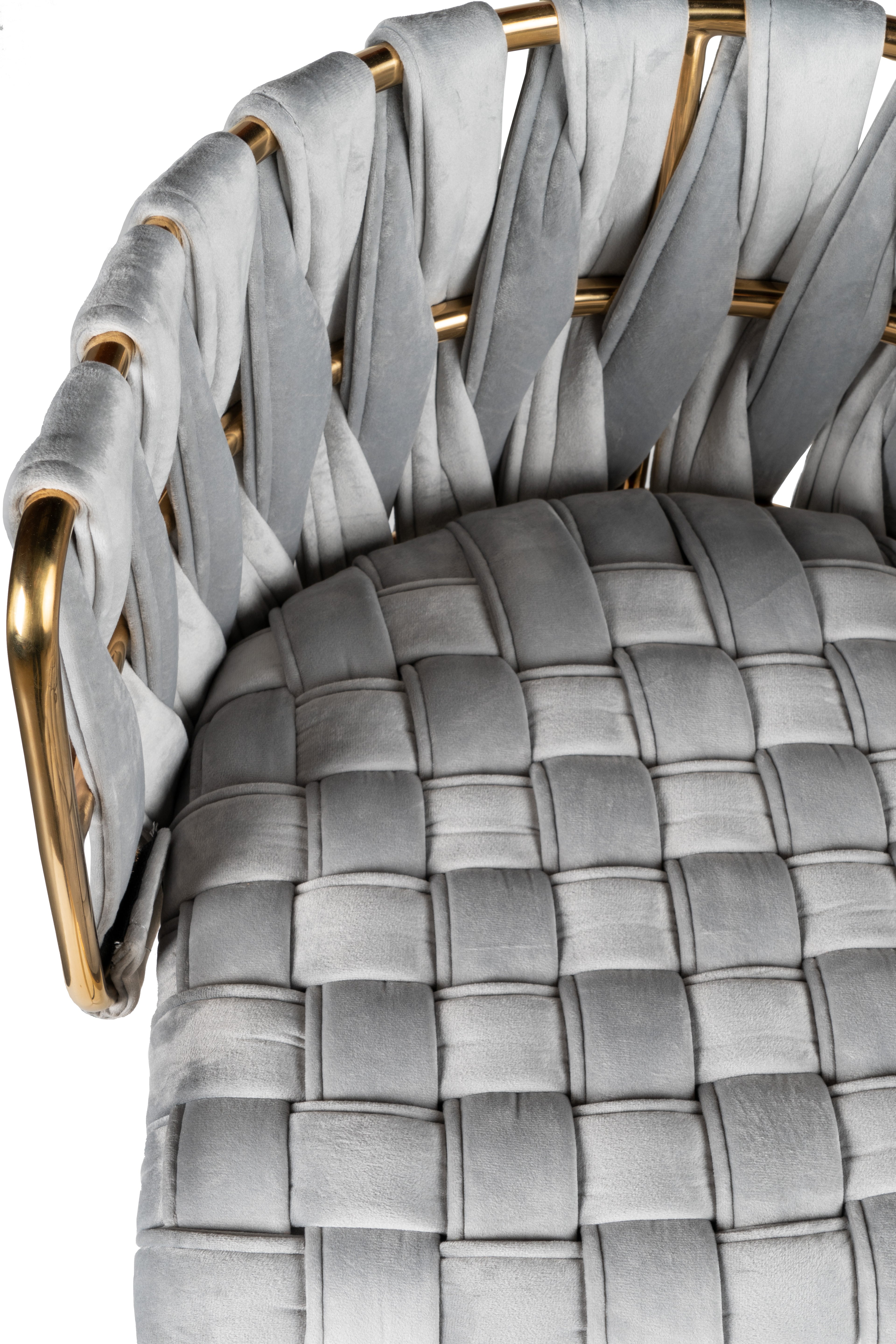 27" Gray and Gold Velvet and Steel Low Back Counter Height Bar Chair