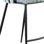 27" Gray and Black Velvet and Steel Low Back Counter Height Bar Chair