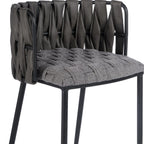 27" Gray and Black Fabric Faux Leather and Metal Low Back Counter Height Bar Chair