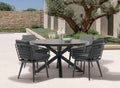 55" Dark Gray Rounded Ceramic Outdoor Dining Table