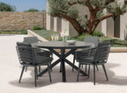 55" Dark Gray Rounded Ceramic Outdoor Dining Table