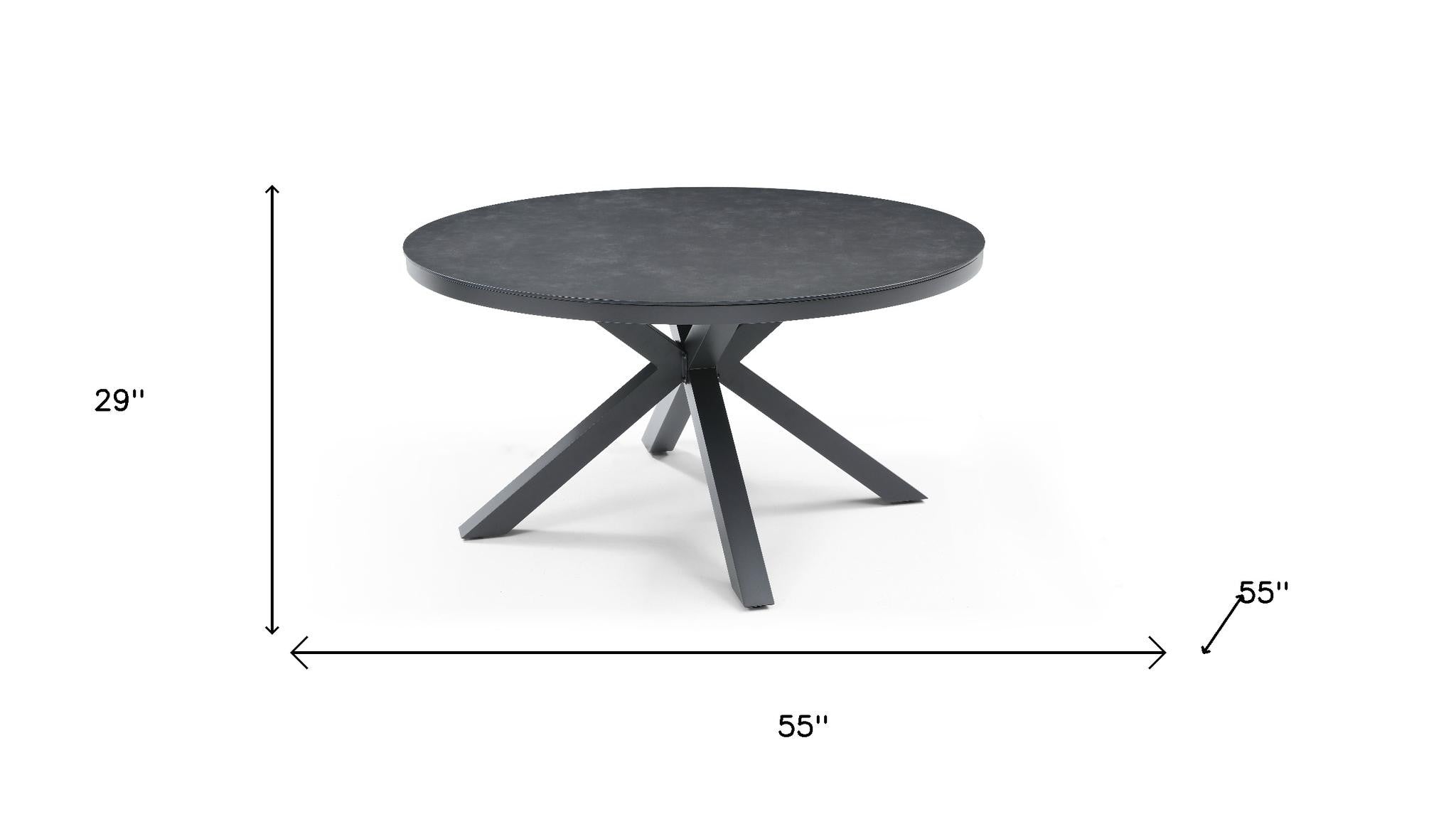 55" Dark Gray Rounded Ceramic Outdoor Dining Table
