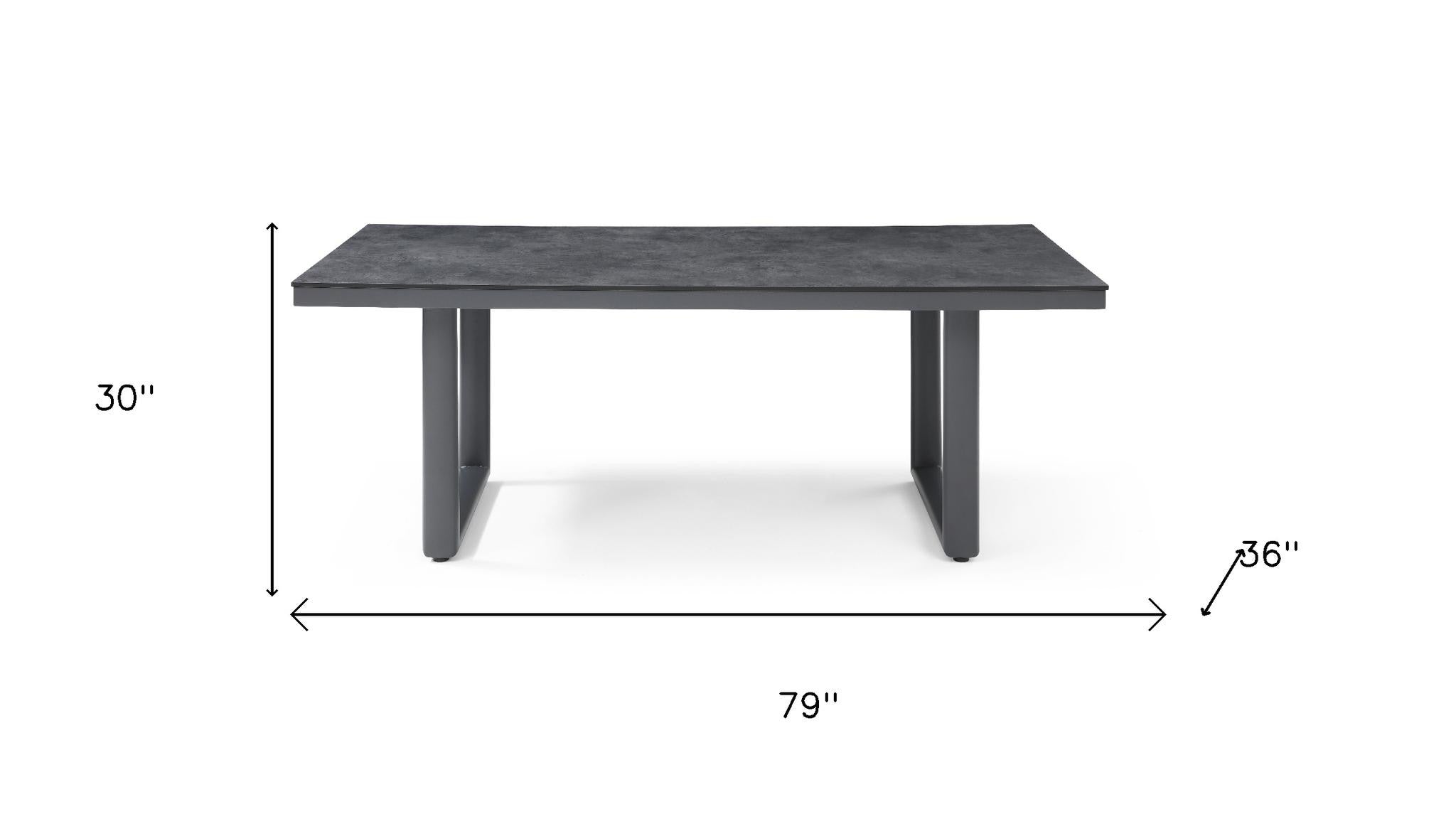 79" Dark Gray Ceramic Outdoor Dining Table