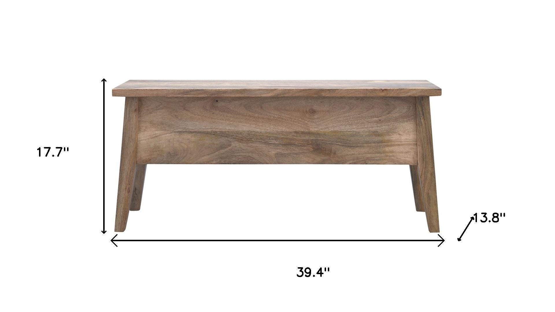 39" Brown Solid Wood Storage Bench With Flip Top